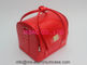 Red Beauty Travel Cosmetic Bags , Crocodile Leather Cosmetic Train Case